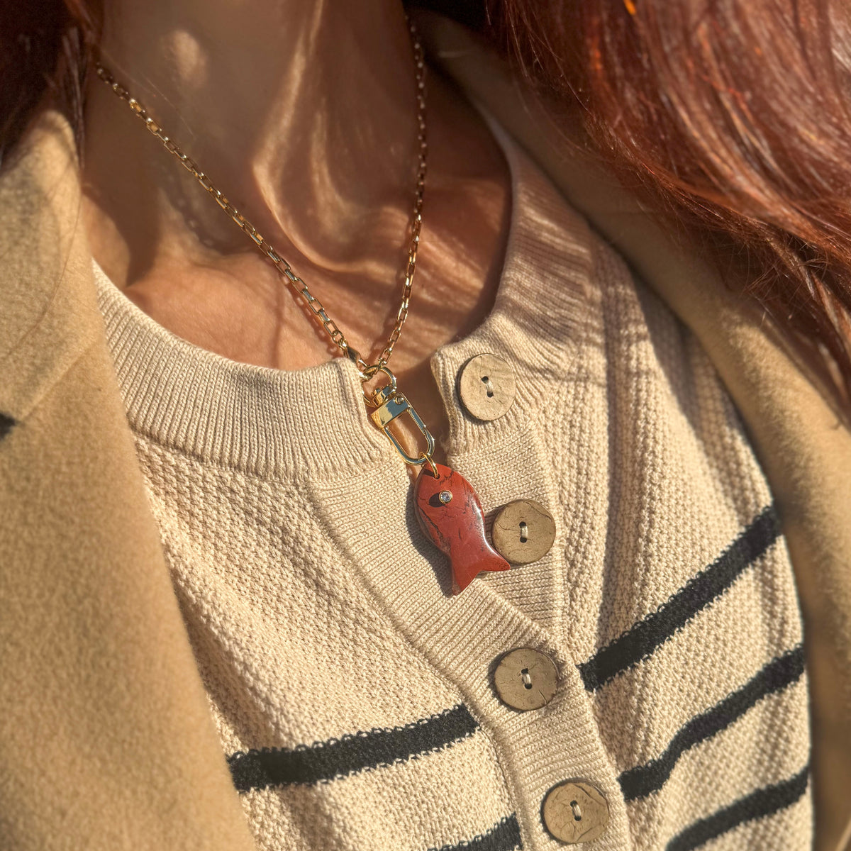 Red Carnelian Fish Necklace