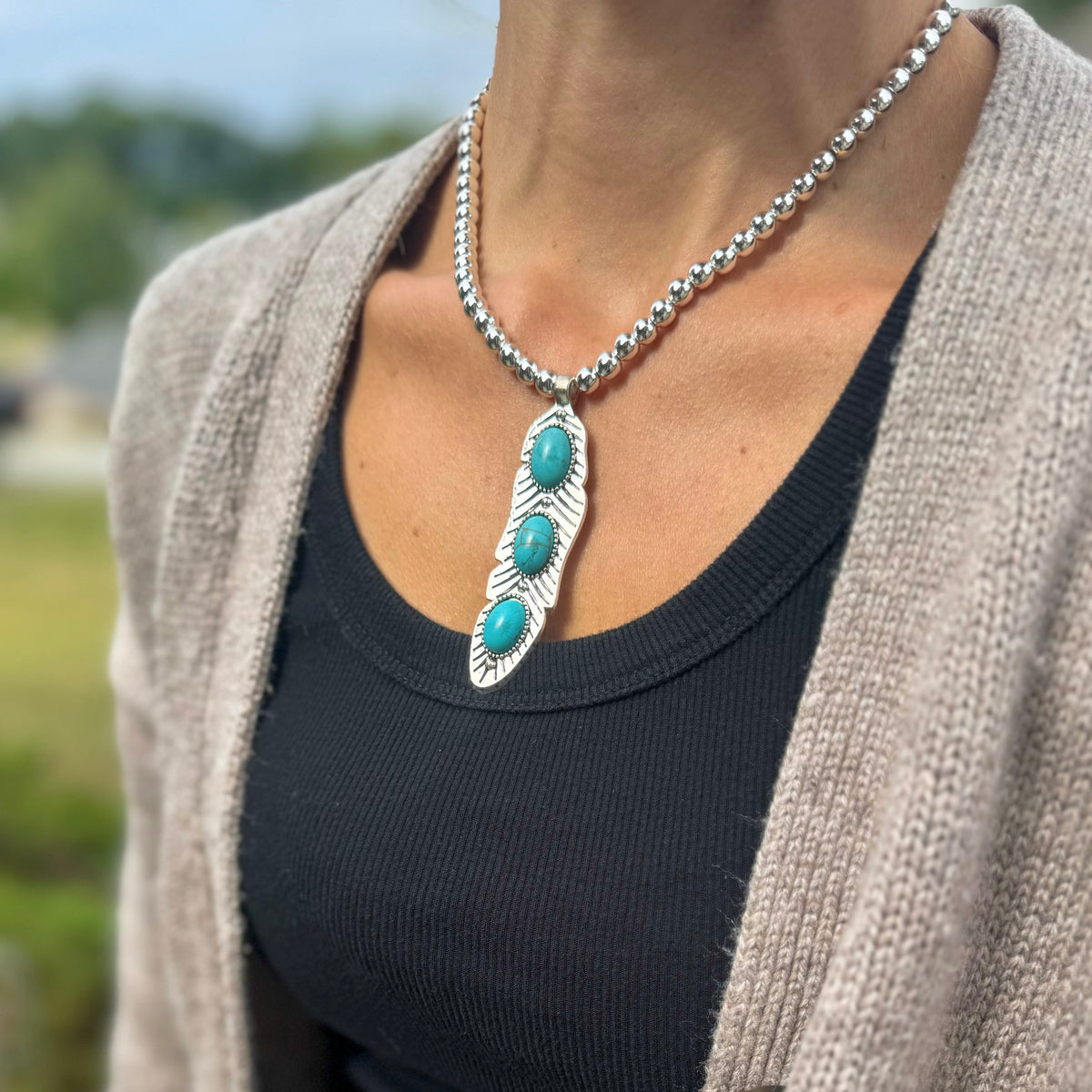 Silver Native Feather Necklace