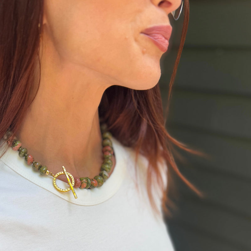OOAK Unakite Beaded Necklace