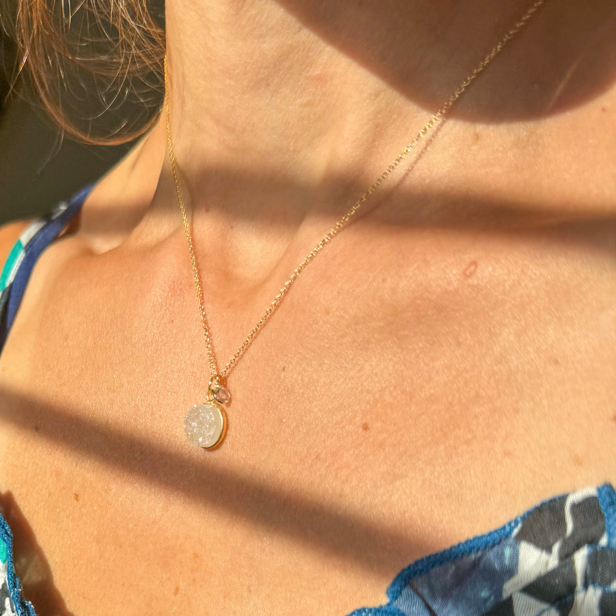 Worry Free Druzy & White Topaz Necklace