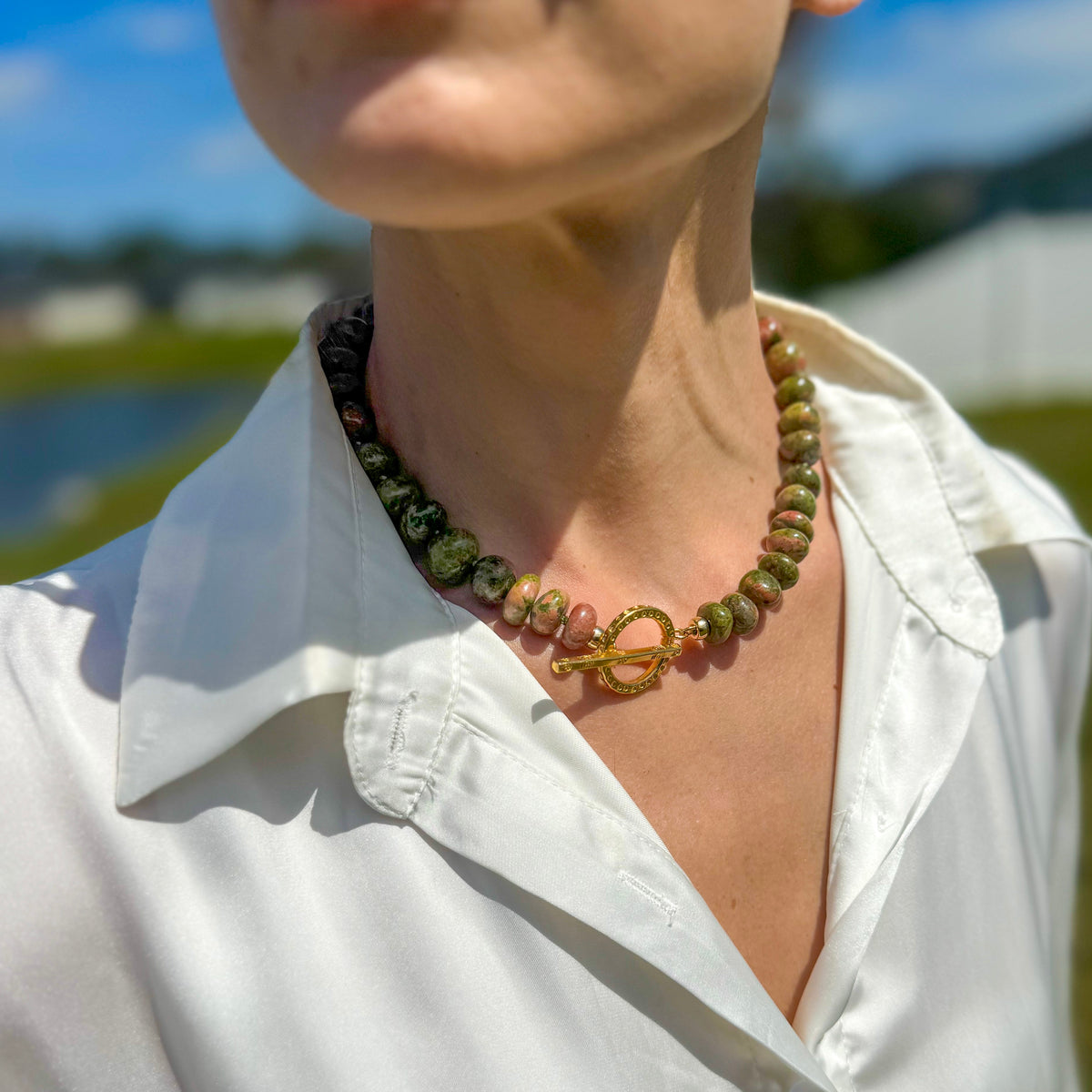 OOAK Unakite Beaded Necklace