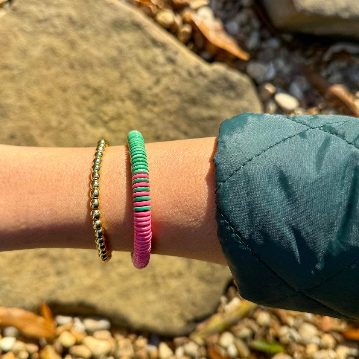 Large Snow Agate Stretch Bracelet