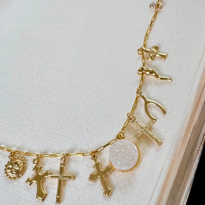 Lucky gold cross charm necklace | Shop Lucky Charms