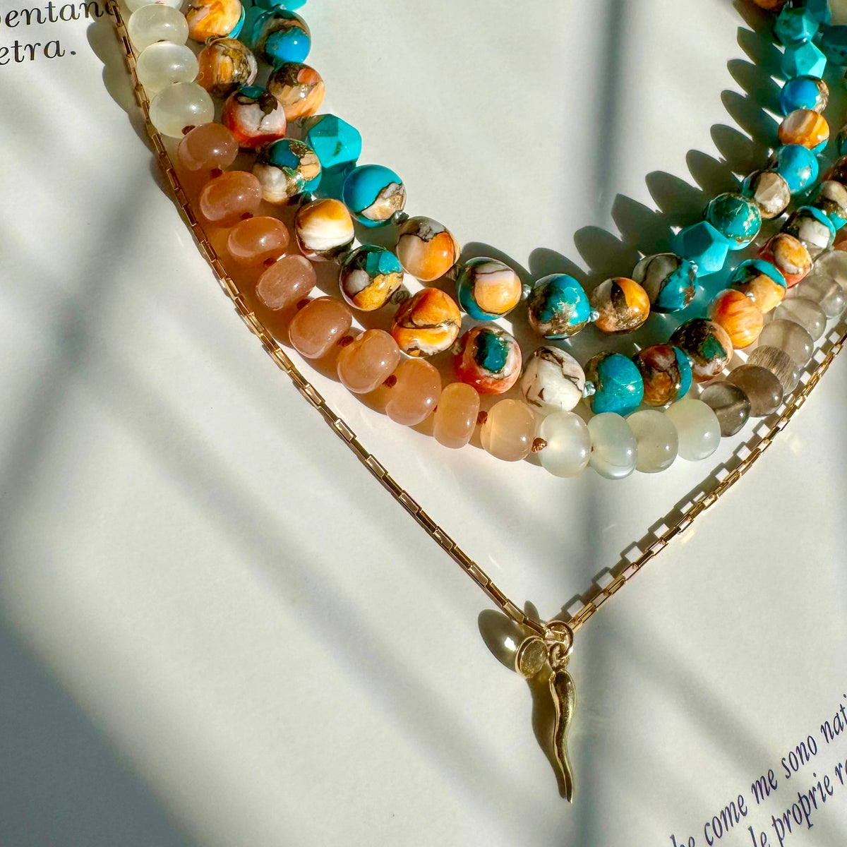 Dreamsicle Multi-Colored Moonstone Beaded Necklace