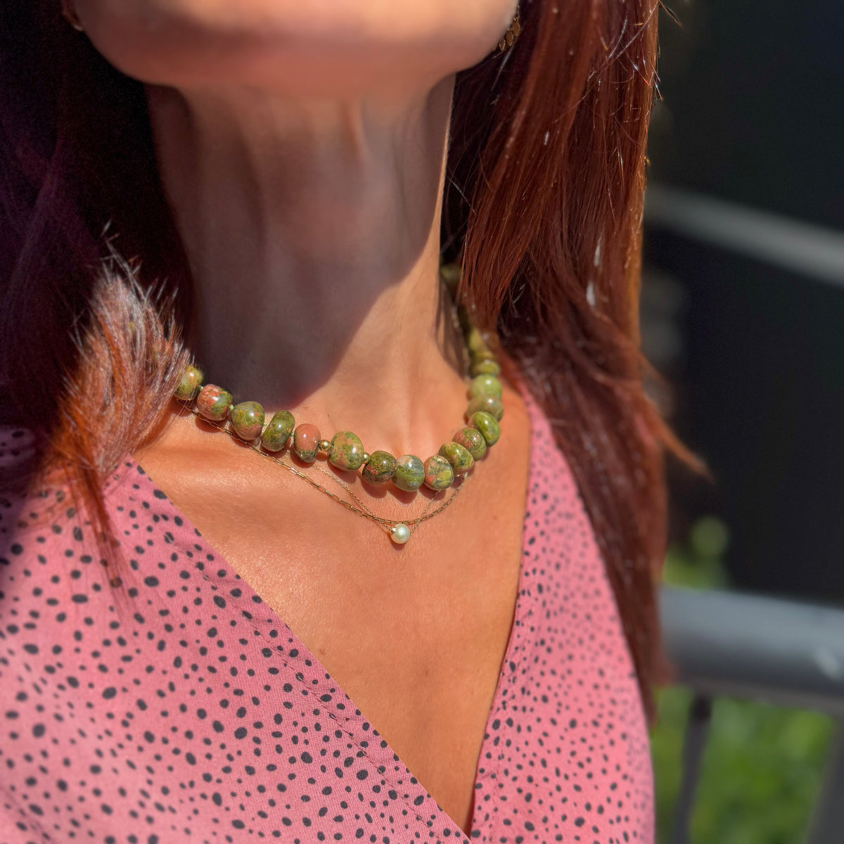 OOAK Unakite Beaded Necklace