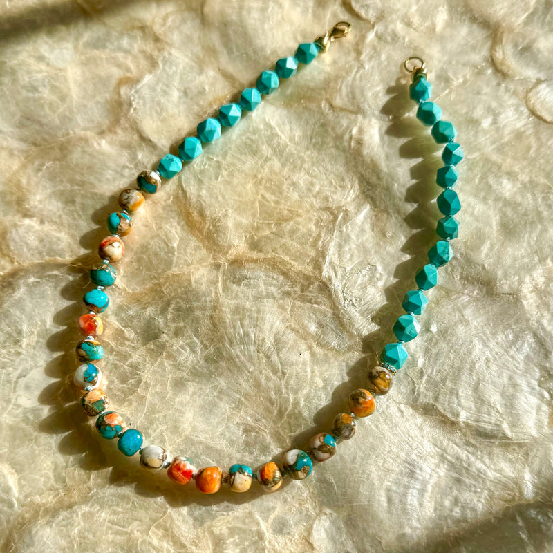 OOAK Kingman Turquoise & Spiny Shell Beaded Necklace #2