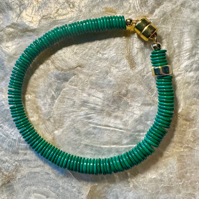 Men’s Green Dyed Snow Agate Bracelet