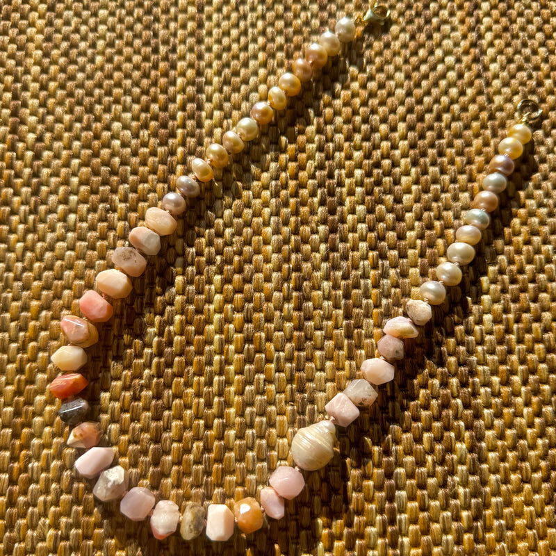 Pink Opal & Pearl Necklace