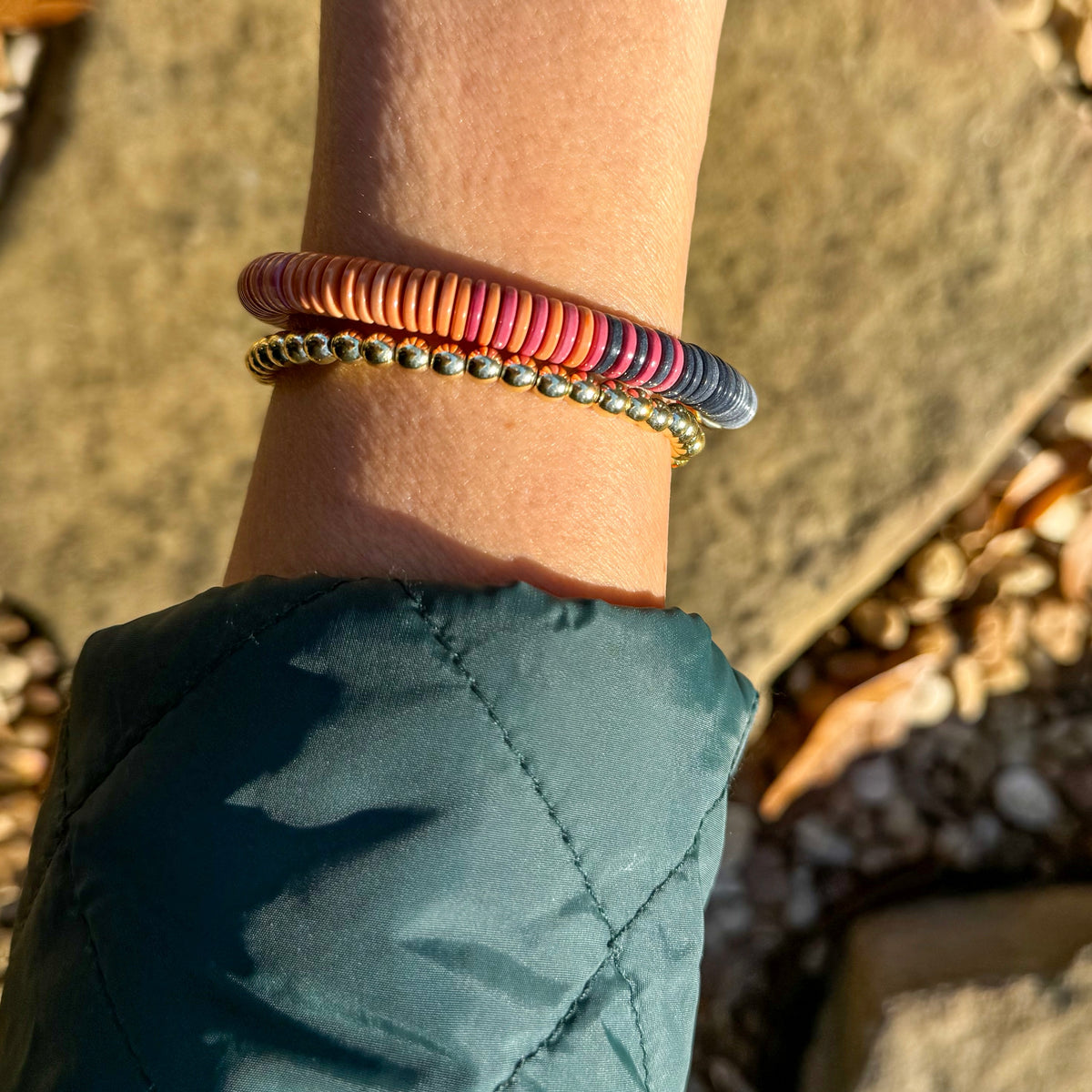 Large Snow Agate Stretch Bracelet