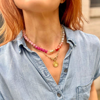 Grapefruit Multi-Stone Ombré Reversible Choker Necklace