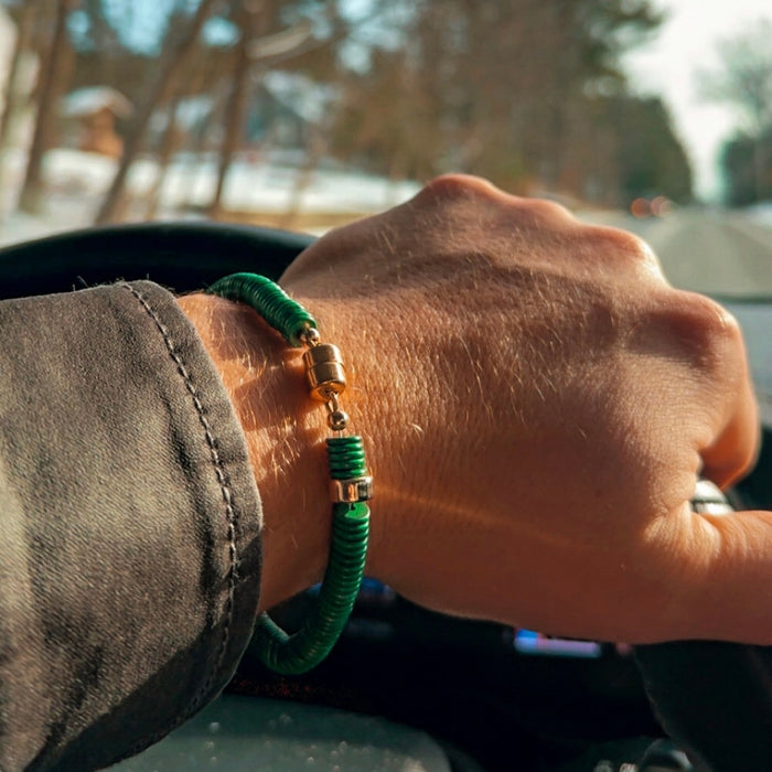 Men’s Green Dyed Snow Agate Bracelet