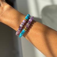 Dog Teeth Amethyst and Blue Crazy Lace Agate Bracelet Stack