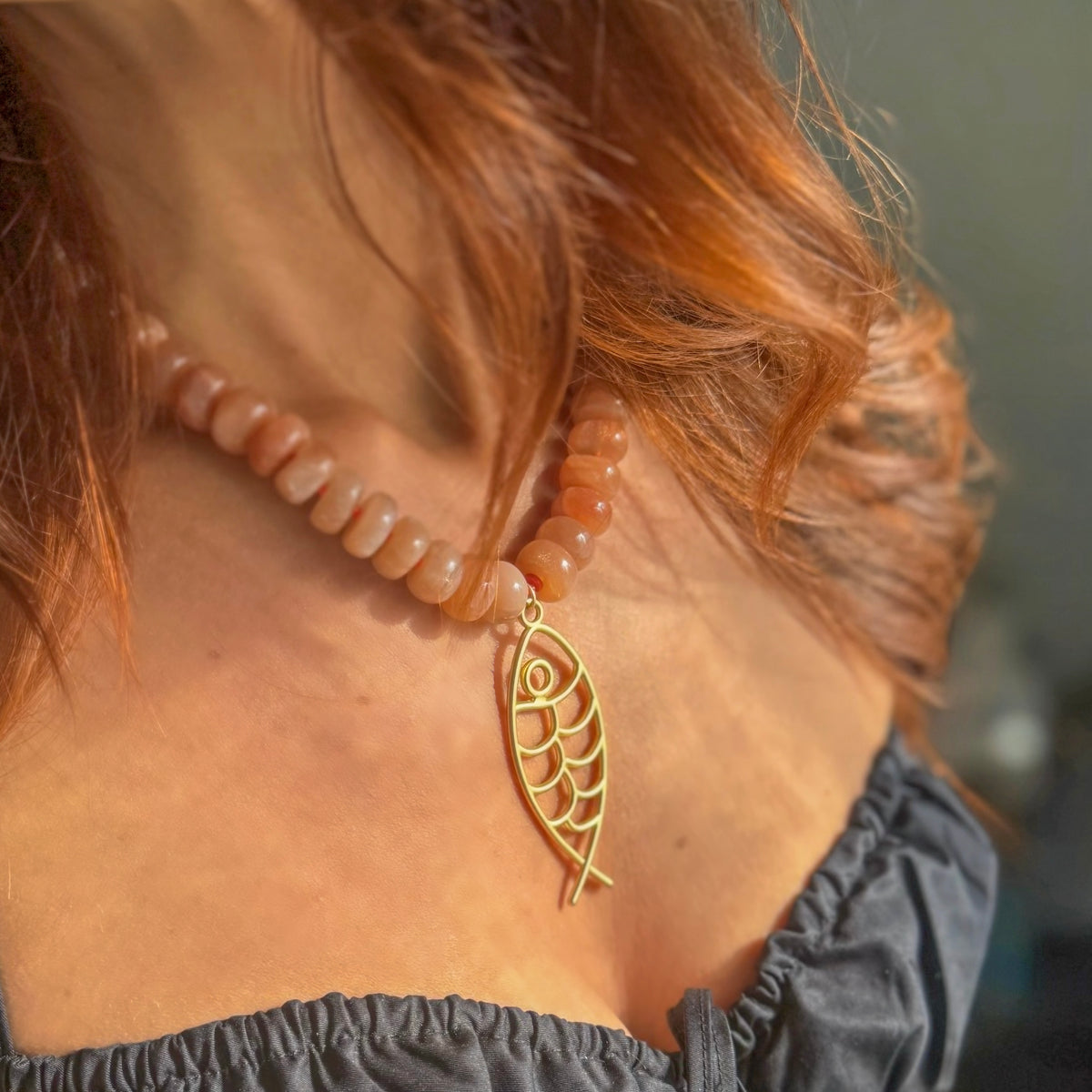 Sunstone Fish Necklace