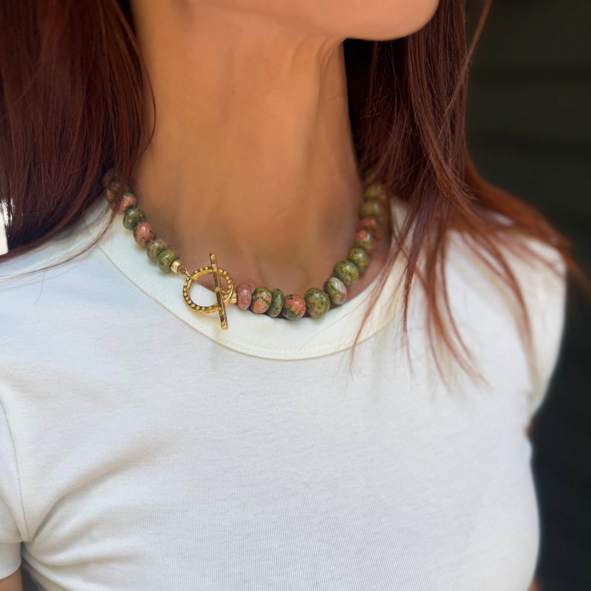 OOAK Unakite Beaded Necklace