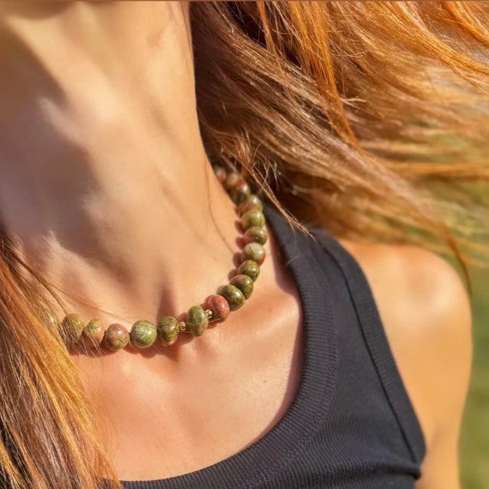 OOAK Unakite Beaded Necklace