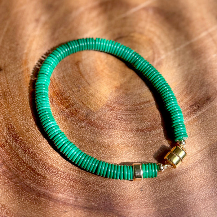 Men’s Green Dyed Snow Agate Bracelet
