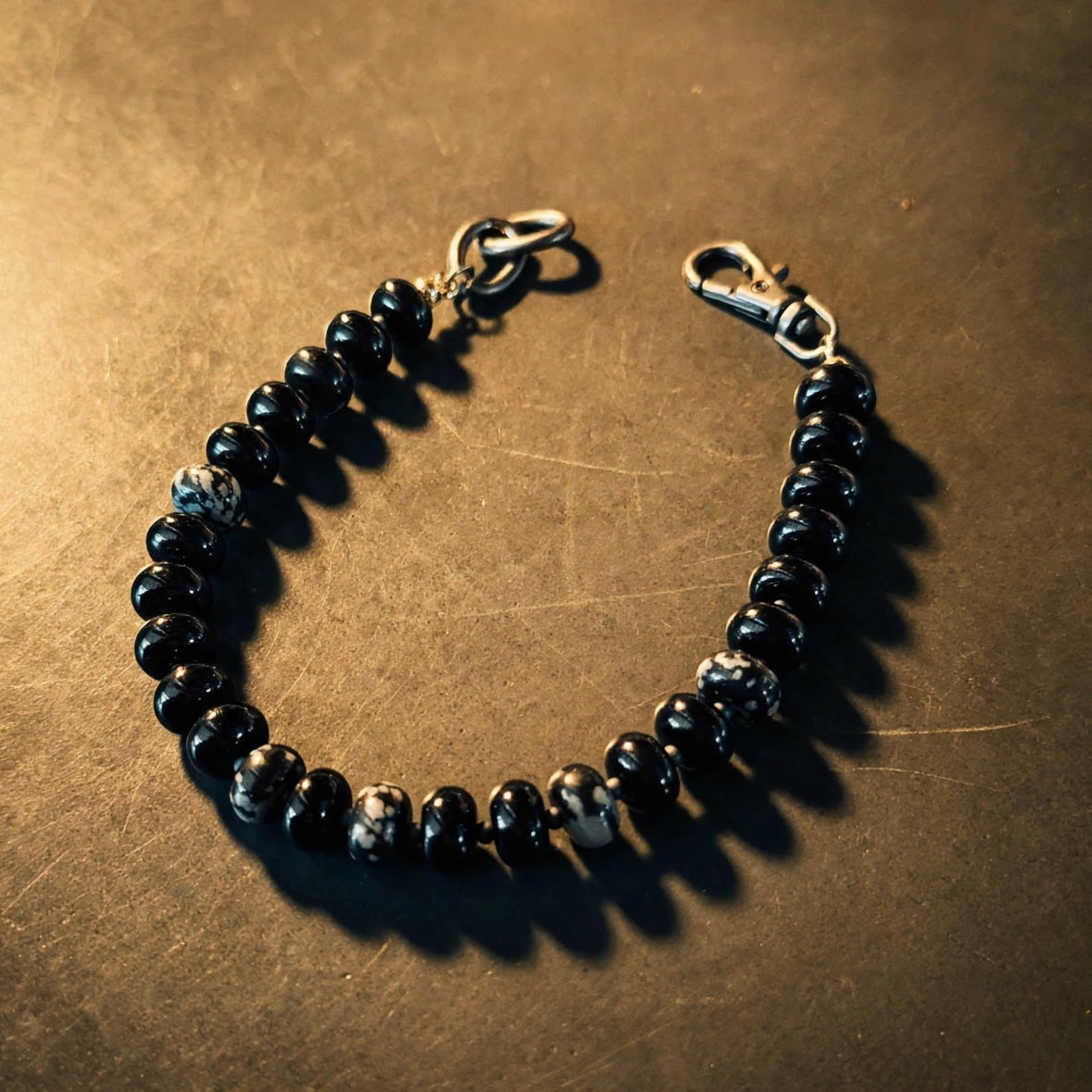 Men’s Onyx & Snowflake Obsidian Bracelet