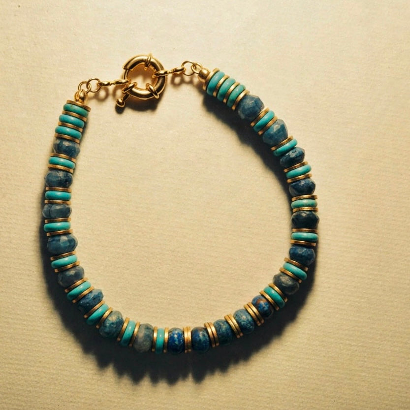 Chrysocolla & Azurite Malachite Beaded Bracelet