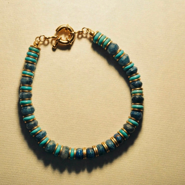 Chrysocolla & Azurite Malachite Beaded Bracelet