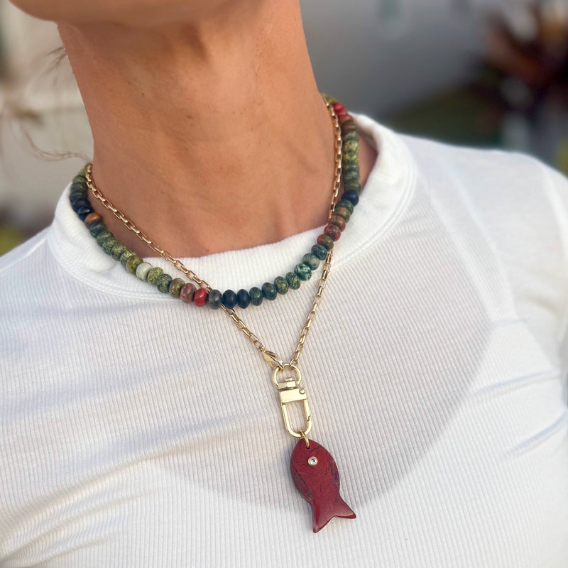 Red Carnelian Fish Necklace