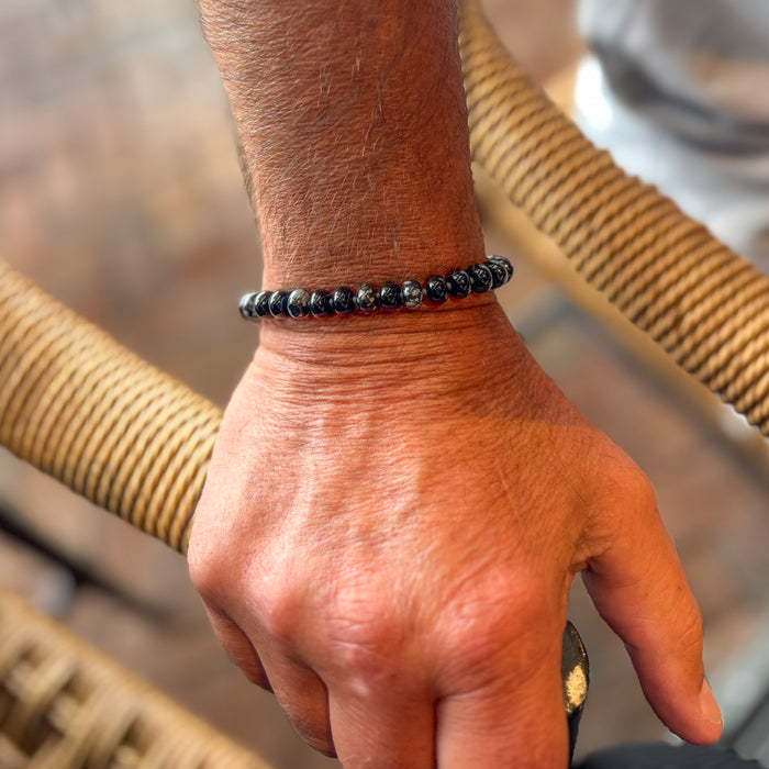 Men’s Onyx & Snowflake Obsidian Bracelet