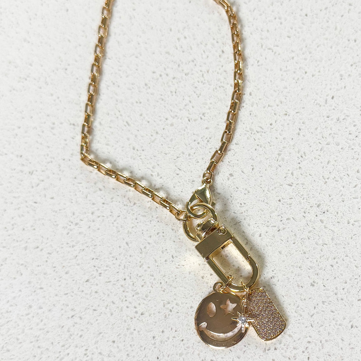 Y2K inspired smiley charm necklace
