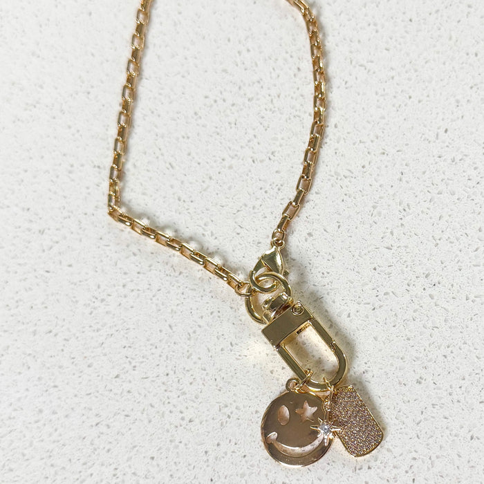 Y2K inspired smiley charm necklace