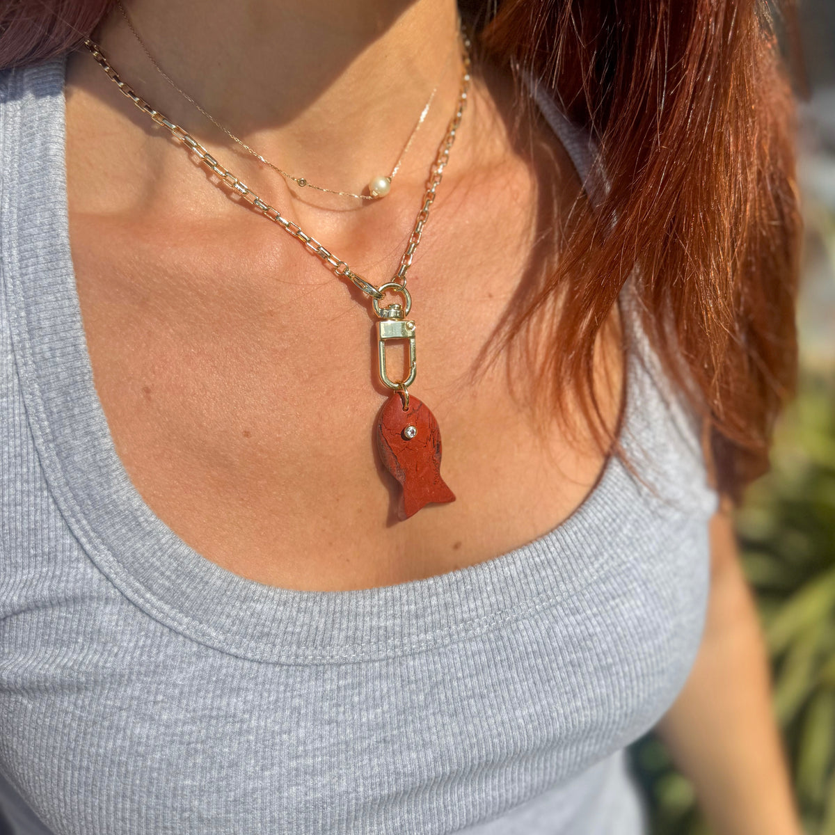 Red Carnelian Fish Necklace