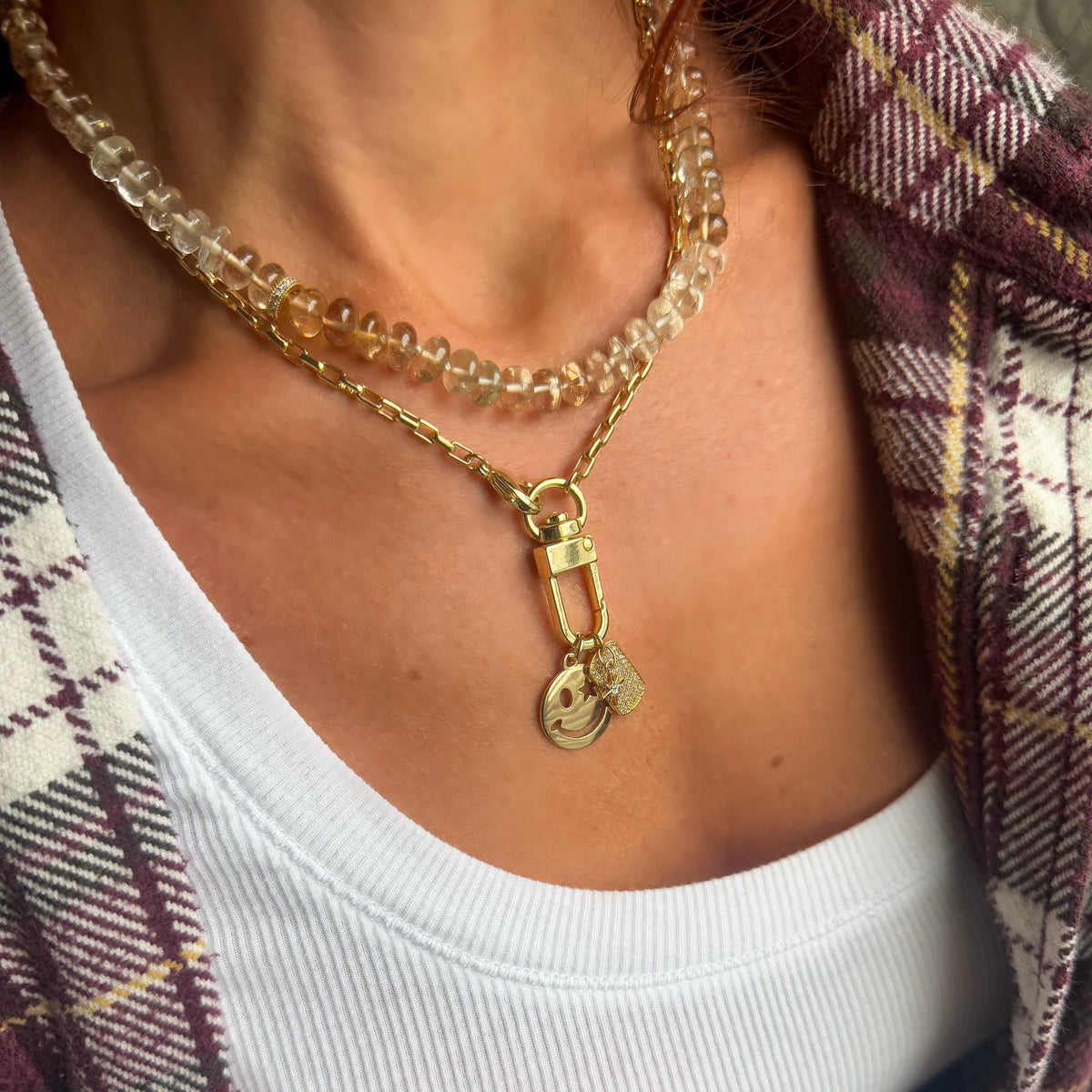 Y2K Smiley Charm Necklace