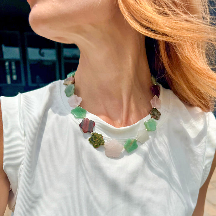 Bountiful Flowers Multi Stone Necklace