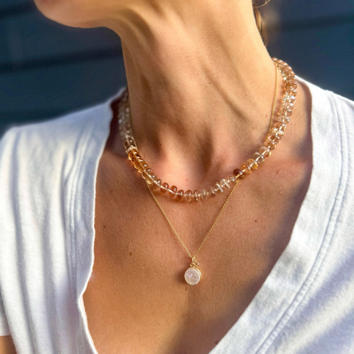 Worry Free Druzy & White Topaz Necklace